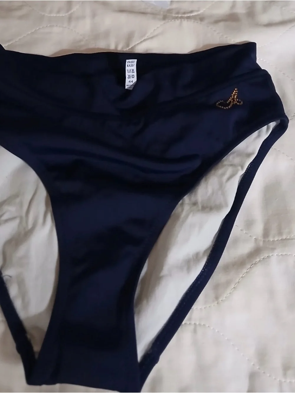 Amarea Navy Padded Bikini Bra with High-Rise Bottoms